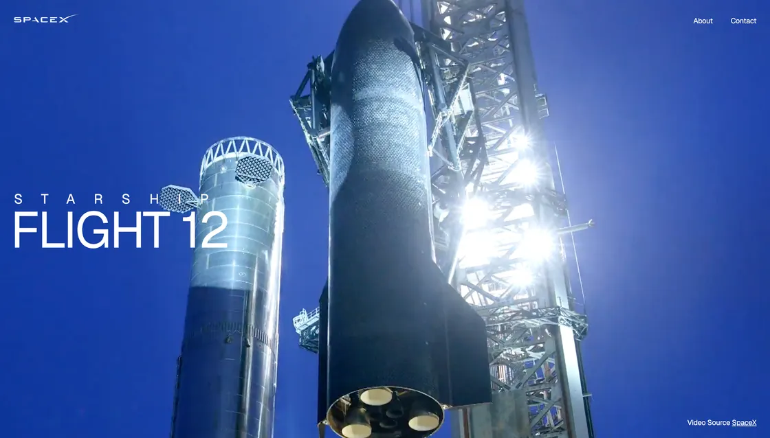 Flight 12: A Starship Launch in WebGL